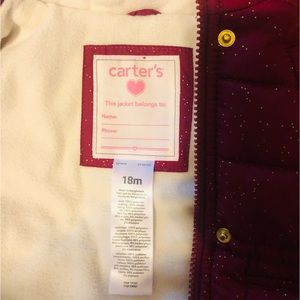 Baby girl Carter’s brand coat in a size 18m
